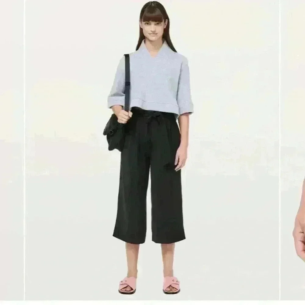 Lululemon Noir tie waist Crop black dress Pant leggings pants size 6